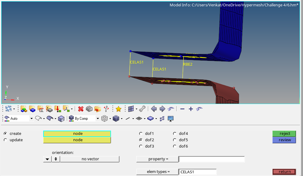 Creating 1D elements for the given component using Hypermesh SkillLync