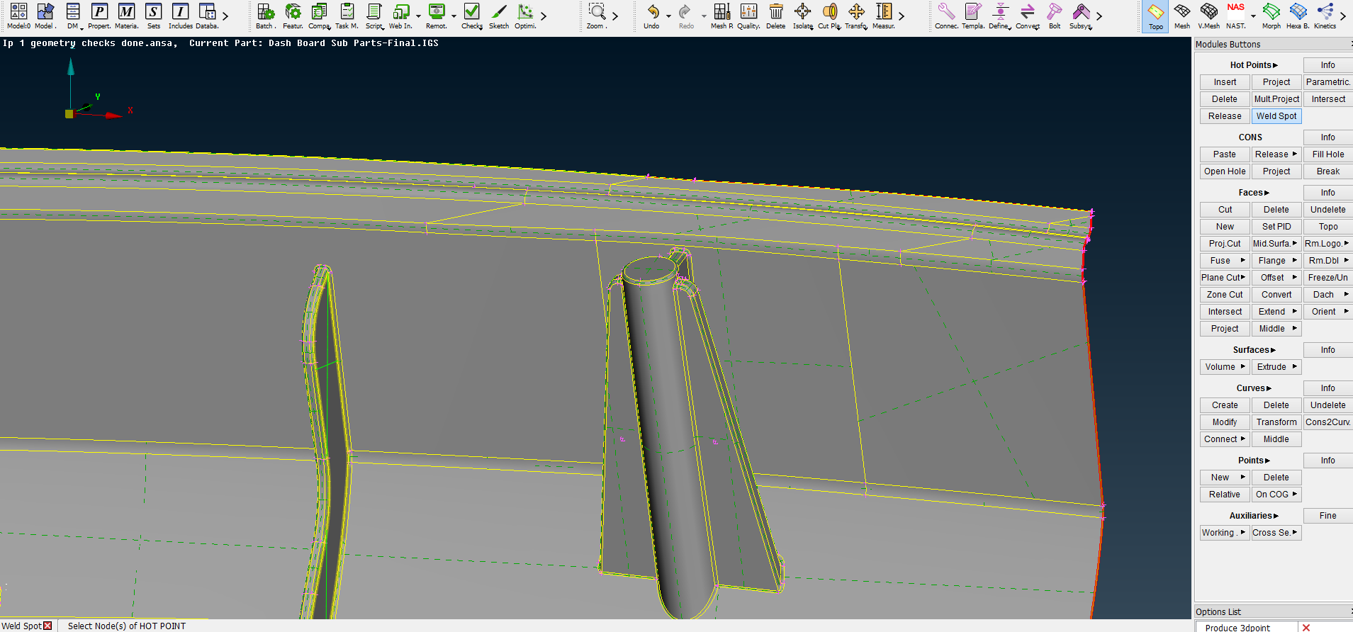 Shell Meshing of Instrument panel substrate : Skill-Lync