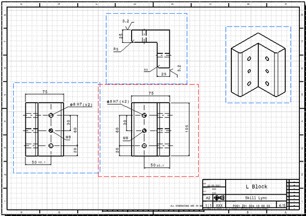 2D Detailing of Pin Units and Base Unit : Skill-Lync