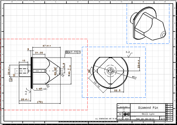 2D Detailing of Pin Units and Base Unit : Skill-Lync